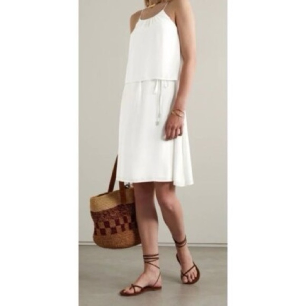 ATM Anthony Thomas Melillo Georgette Crepe Halter Dress in Chalk beige NWOT S